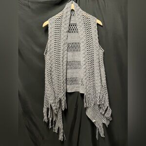 Gray Handmade Fringe Vest